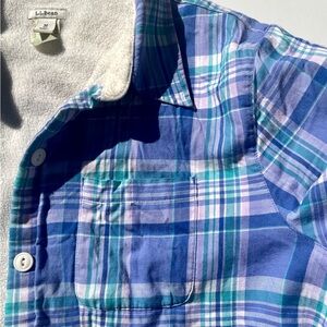 L.L. Bean Blue and Green Plaid Women's Button Down Shirt